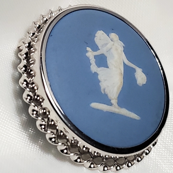 VTG Wedgewood Van Dell England S68 Sterling 1 1/2" Cameo Brooch Pendant - Picture 1 of 8